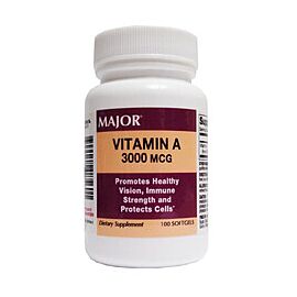 Major 3,000 mcg Vitamin Capsules 100 per Bottle