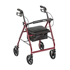 drive Rollator / Rolling Walker, 4 Wheels - Aluminum Frame, Adjustable Height - 24 in Base Width, 33 in to 38 in Handle Height