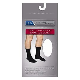 QCS Diabetic Crew Socks, Large, Black