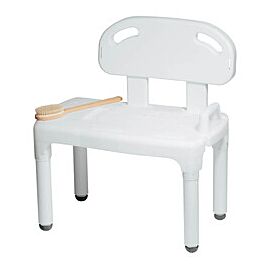 Carex Bath Transfer Bench with Back - Without Arms, Plastic, 400 lbs Capacity
