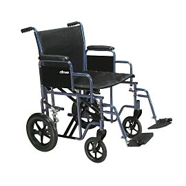 drive Bariatric Heavy-Duty Transport Chair, Black with Blue Finish