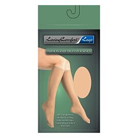 Loving Comfort Firm Compression Knee-High Stockings, Large, Beige